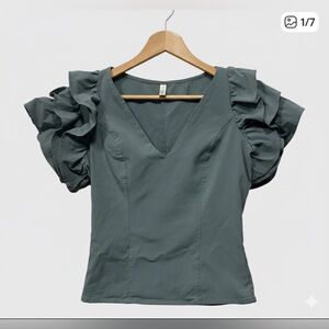 Ticket Brand Sea Green Ruffle Sleeve Top Women’s Size S